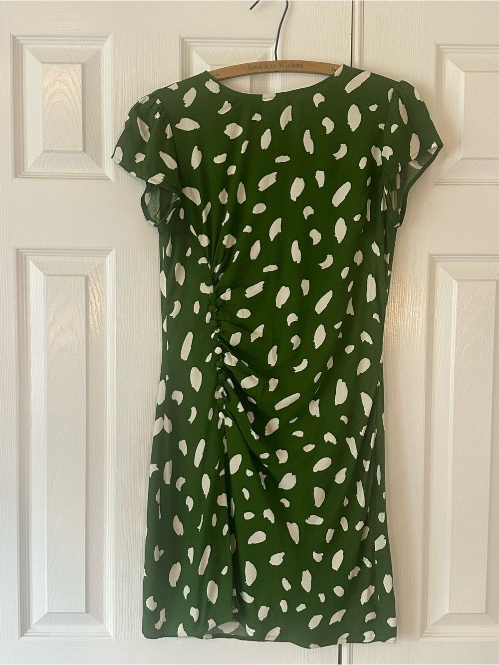 Reformation Remi Green & White Print Selina Mini Dress - Picture 2 of 8